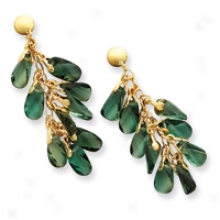 14k Cascading Green Topaz Dangle Post Earrings