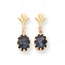14k Created Opal Drop Earrings