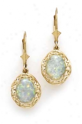 14o Created Opal Earrings