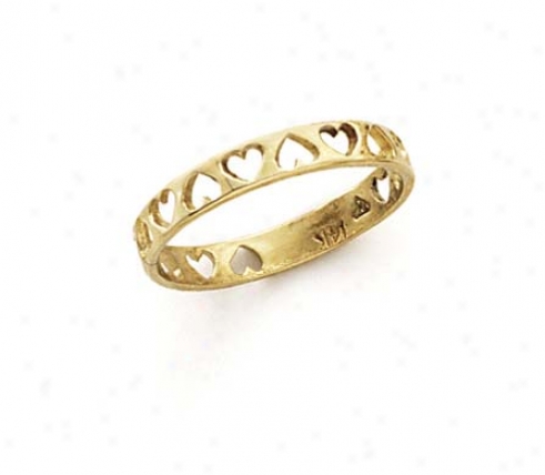 14k Cutout Heart Band Ring