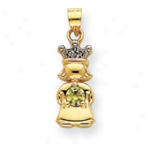 14k Brilliant And Synthetic August Birthstone Girl Pendant