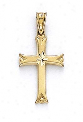 14k Diamond-cut Cross Pendant