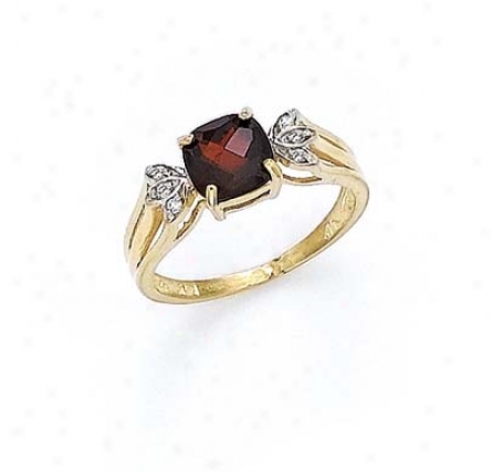 14k Diamond Garnet Ring