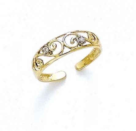 14k Diamond Schedule Toe Ring