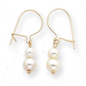 14k Double Cultured Pearl Dangle Earrings