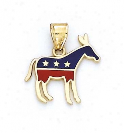 14k Enamel Donkey Democrat P3ndant