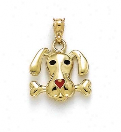 14k Enameled Dog Bome Pendant