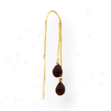 14k Garnet Threader Earrings