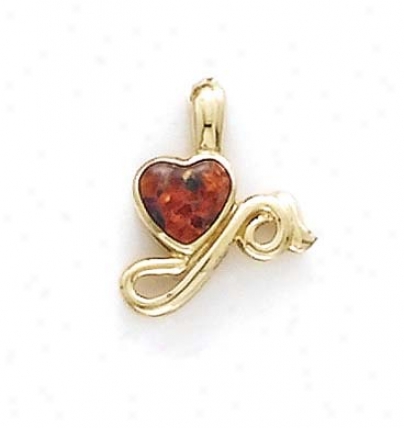 14k Heart Opal Inlay Pendant