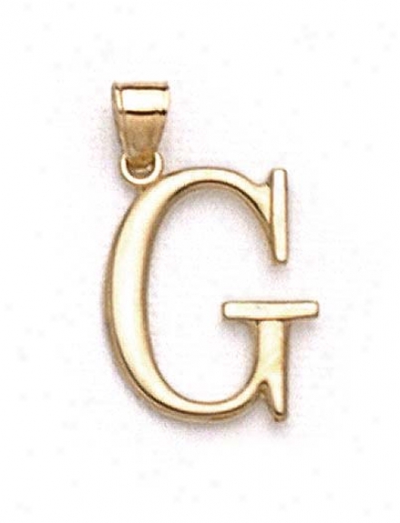 14k Initial G Pendant 1 3/8 Inch Long