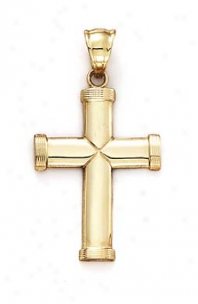 14k Large Plain Cross X Center Pendant