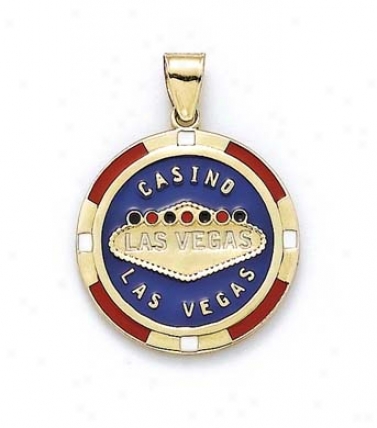 14k Laa Vegas Poker Chip Pendant