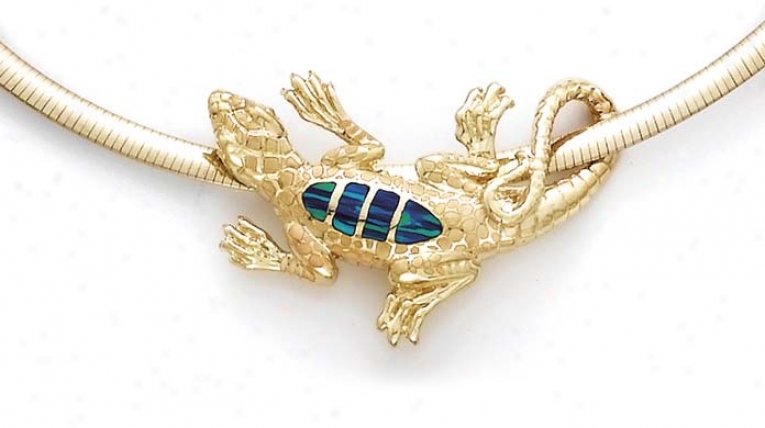 14k Lizard Opal Inlay Slide