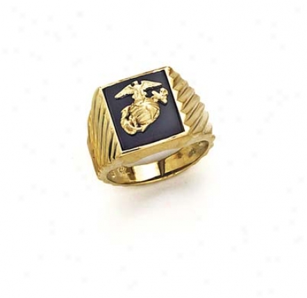 14k Marine Corps Emblem Mens Ring