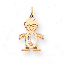 14k May Birthstone Emerald Boy Charm