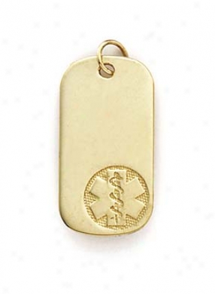 14k Medical Alert Dog Tag Pendant