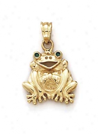 14k Medium Grimning Frog Pendant