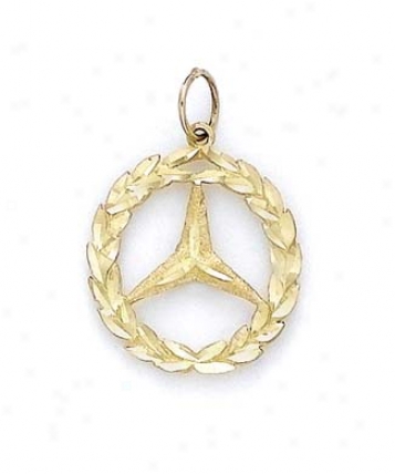 14k Mercedes Emblem Pendant