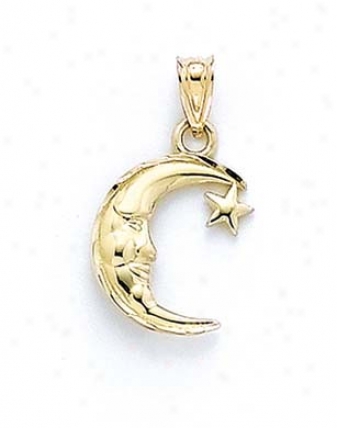 14k Moon And Star Pendant