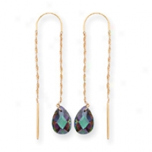 14k Moxie Green Cz Threader Earrings