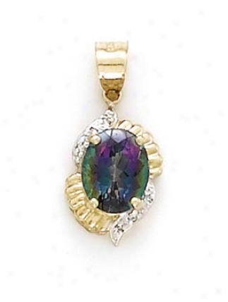 14k Mystic Topaz Diamond Pendant