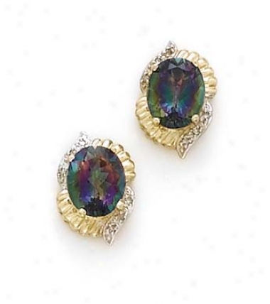 14k Mystic Topaz Diamonds Earrings