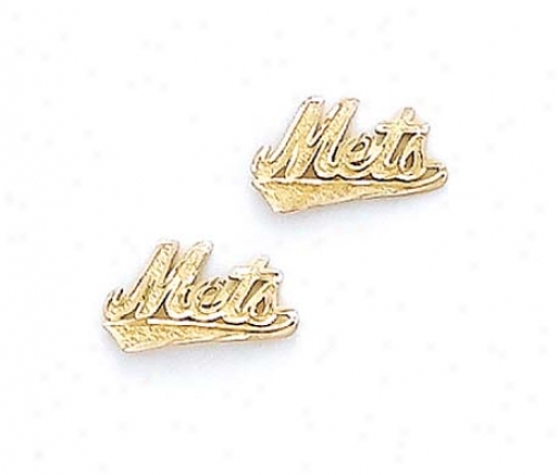 14k Ny Mets Earrings