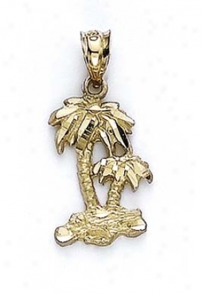 14k Palm Tree Scene Pendant