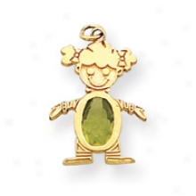 14k Peridot Girl Birthstone Charm