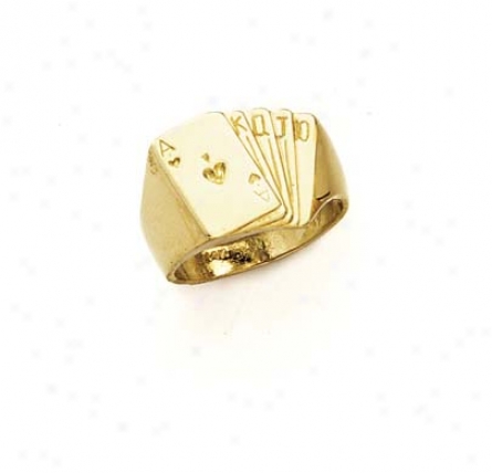 14k Playing Cards Mens Ring