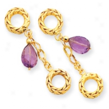 14k Polished And Stain Finish Amethyst Earrings