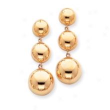 14k Polished Half Ball Dangle Earrings