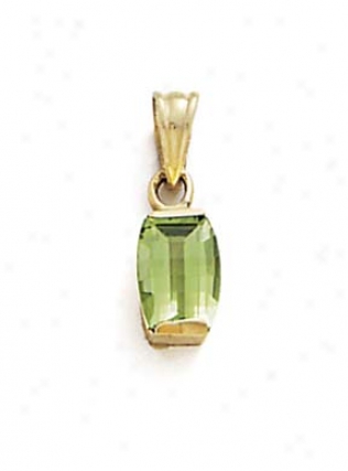 14k Rectangle Peridot Pennant