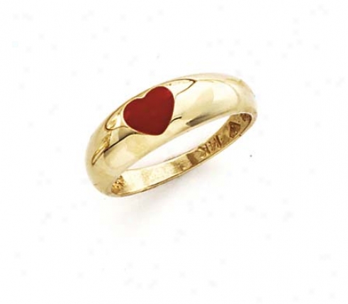 14k Red Eanmel Heart Ring