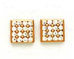 14k Rose 2 Mm A~ Cz Fancy Friction-back Post Earrings