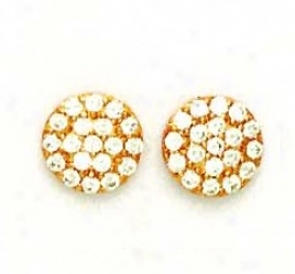 14k Rose 2.5 Mm Round Cz Circle Friction-back Post Earrings