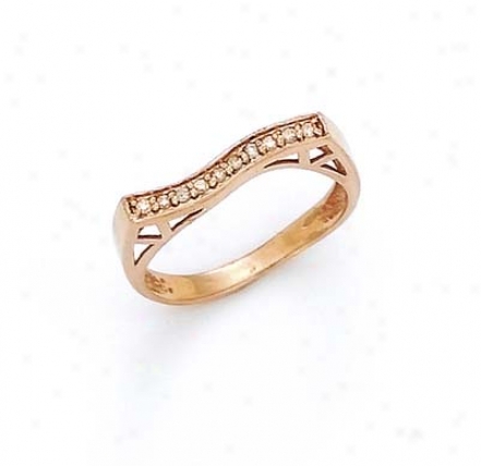 14k Rose Diamond Wave Ring