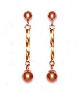 14k Rose Drop Friction-back Earrings