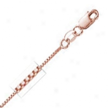 14k Rose Gold 24 Inch X .8 Mm Box Chain Necklace