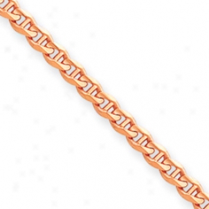14k Rose Gold 4.4mm Anchor Link Necklace - 7 Inch