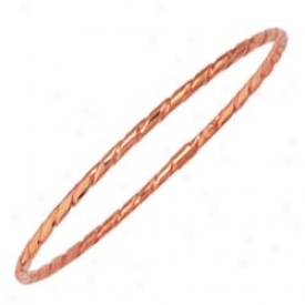 14k Rose Rope Design Stackable Slip-on Bangle - 8 Inch