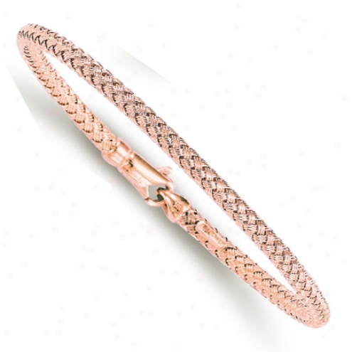 14k Rose Woven Design Couture Bangle Bracelet - 7.25 Inch