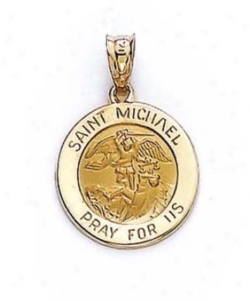 14k Round St Michael Medallion Penadnt