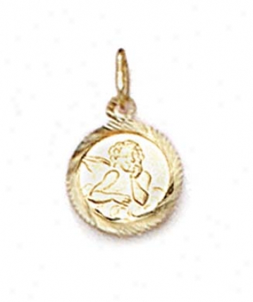 14k Small Angel Medallion Pendant