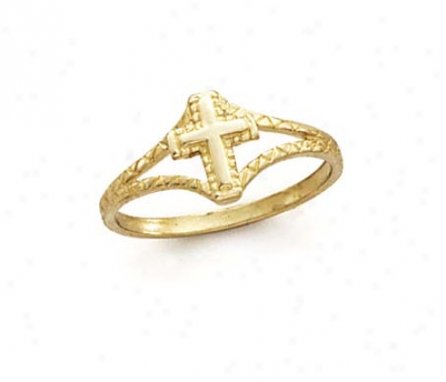 14k Small Cross Ring