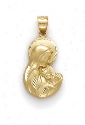 14k Small Mary And Child Pendant