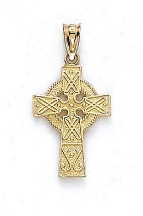 14k Small Polished Celtic Cross Pendant