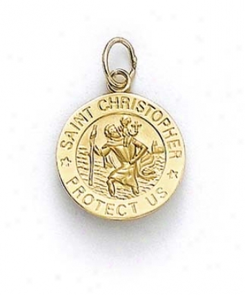 14k St Christopher Medallion Pendant