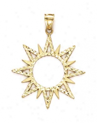 14k Sun X Diamond-cut Pendant