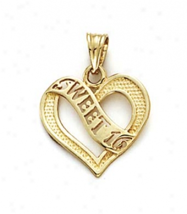 14k Sweet 16 Heart Pendant